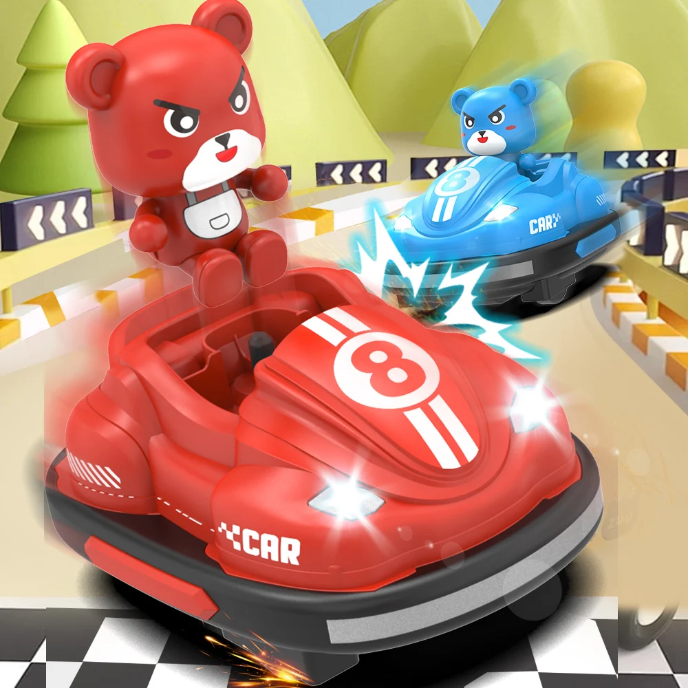 Kids Toys Under 50 - 2.4G RCバンパーバトルカー。LEDライトと音楽機能付き。ぬいぐるみが飛び出す仕掛け。子供向けの親子で楽しめるレースゲーム。男の子に最適。屋外で遊べる。