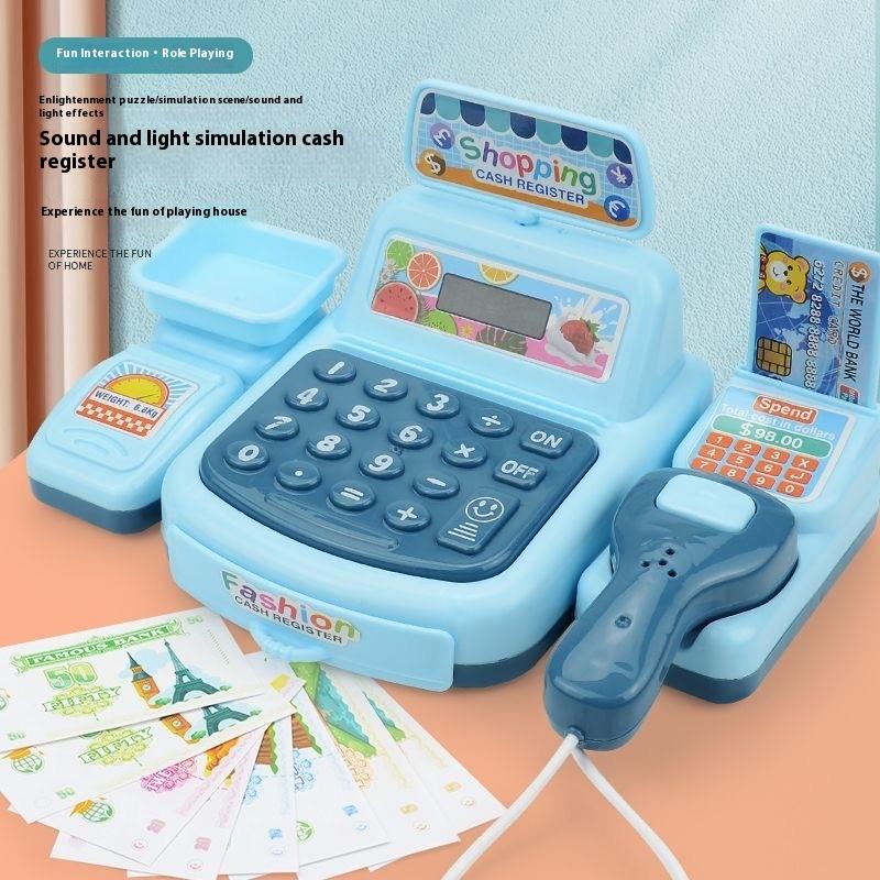 Toy Cash Register - 新商品・1セット 電子ゲーム照明と効果音付き スーパーマーケットレジおもちゃ シミュレーションショッピングキャッシュハウスおもちゃ