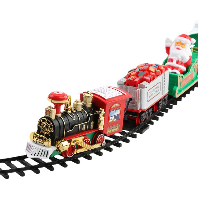 Kids Toys Xmas - 電動クリスマス列車セット、音楽と光るツリー、吊り下げオーナメント、レールおもちゃ、クリスマスデコレーション、ホリデーギフト、子供向け、ホームパーティー装飾