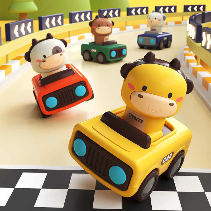 動物のプッシュアンドゴーカートイ、丈夫な摩擦動力車、1歳、2 - Kids Toys 3 Year Old のレビューと価格
