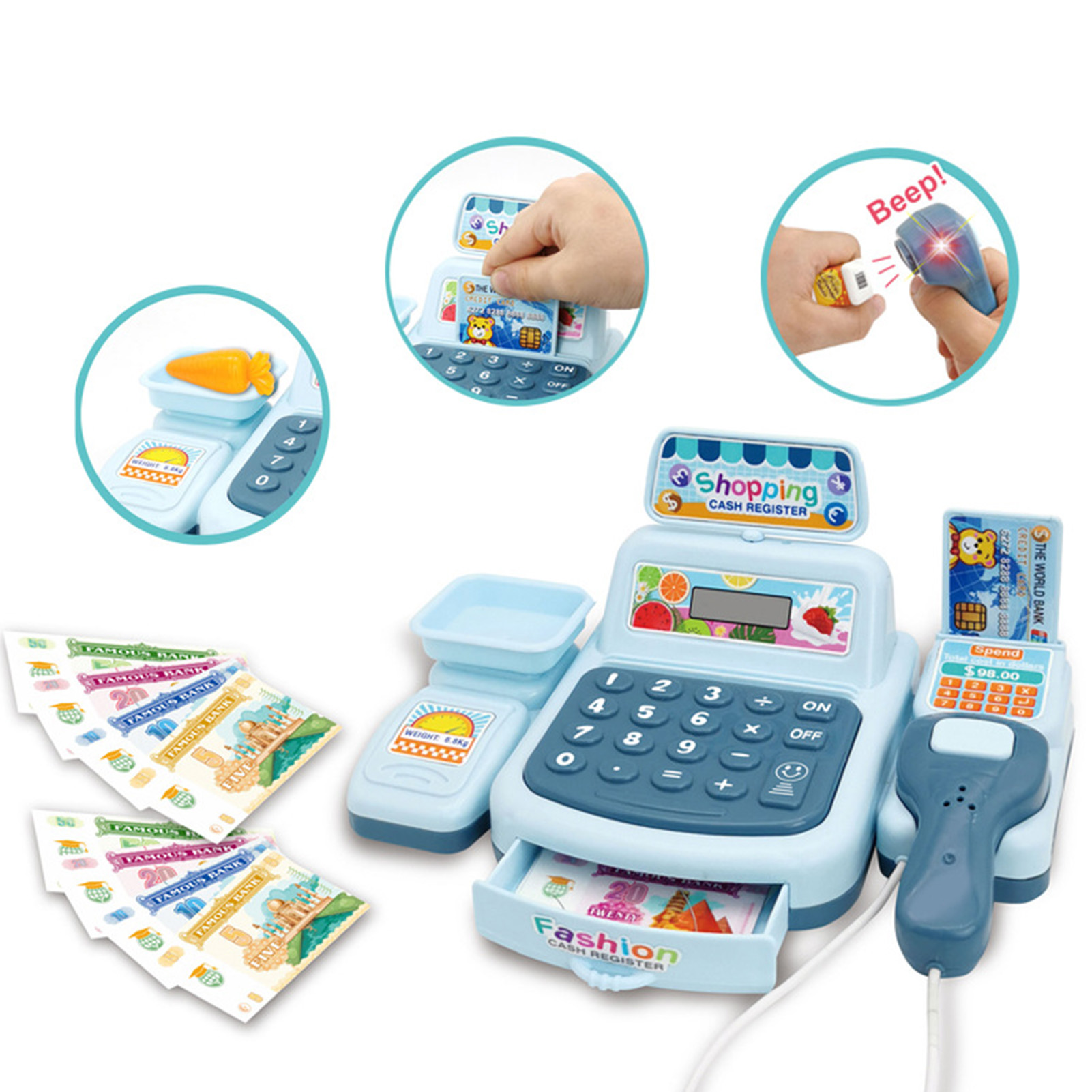 レジのおもちゃセット、スーパーマーケットのレジ台、子供向けご - Toy Cash Register のレビューと価格