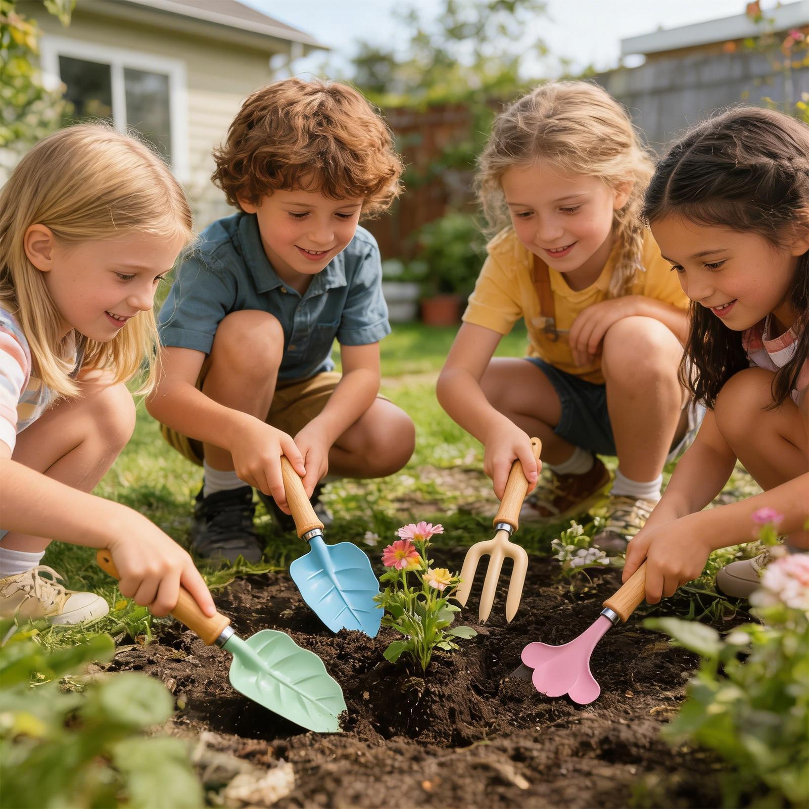 キッズガーデニングセット 4ピース 葉っぱ型 ポータブル掘削 - Kids Yard Toys のレビューと価格