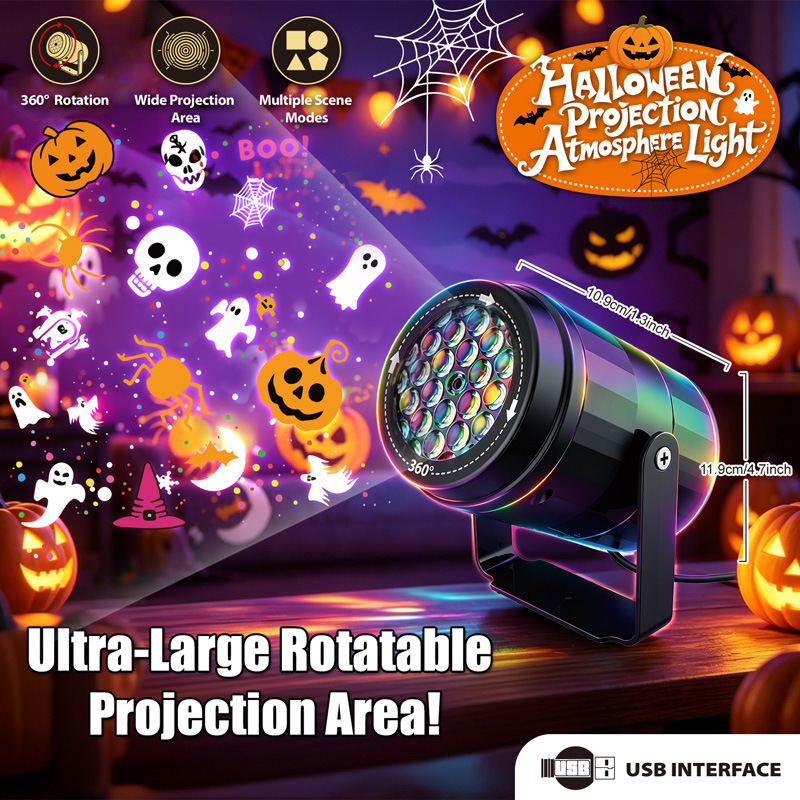 ハロウィン クリスマス LED プロジェクターライト 360 - Kids Yard Toys のレビューと価格