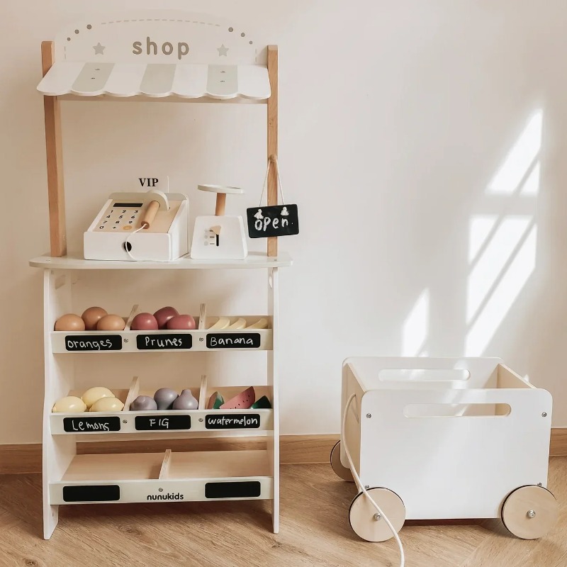 食料品店ごっこ遊び 木製おもちゃフルーツラック ナチュラルス - Toy Cash Register のレビューと価格