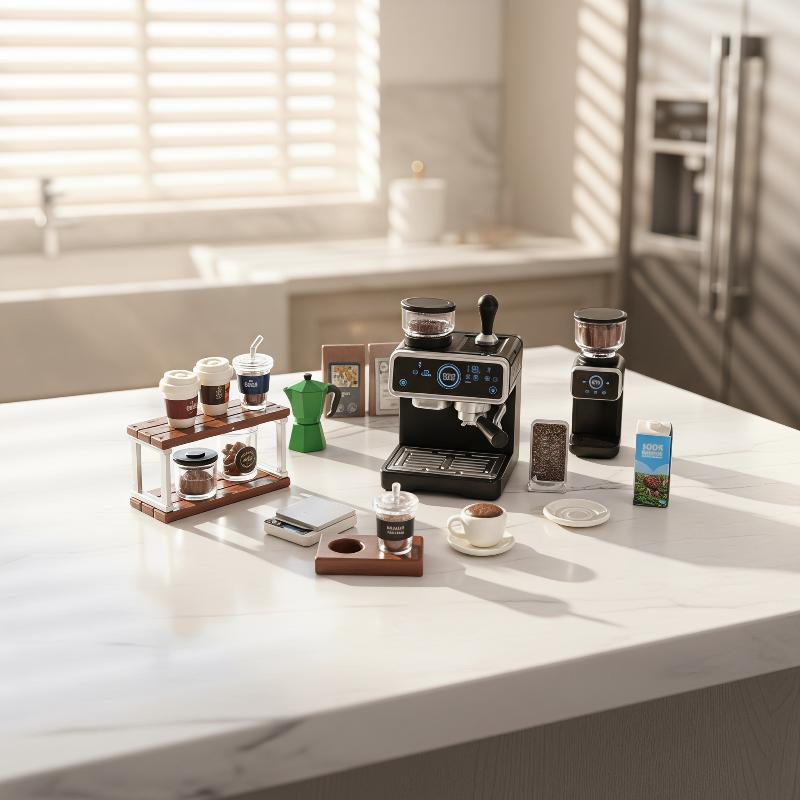 1:12 ドールハウスミニチュアコーヒーマシンカップセット耐 - Kids Toys Kitchen Set のレビューと価格