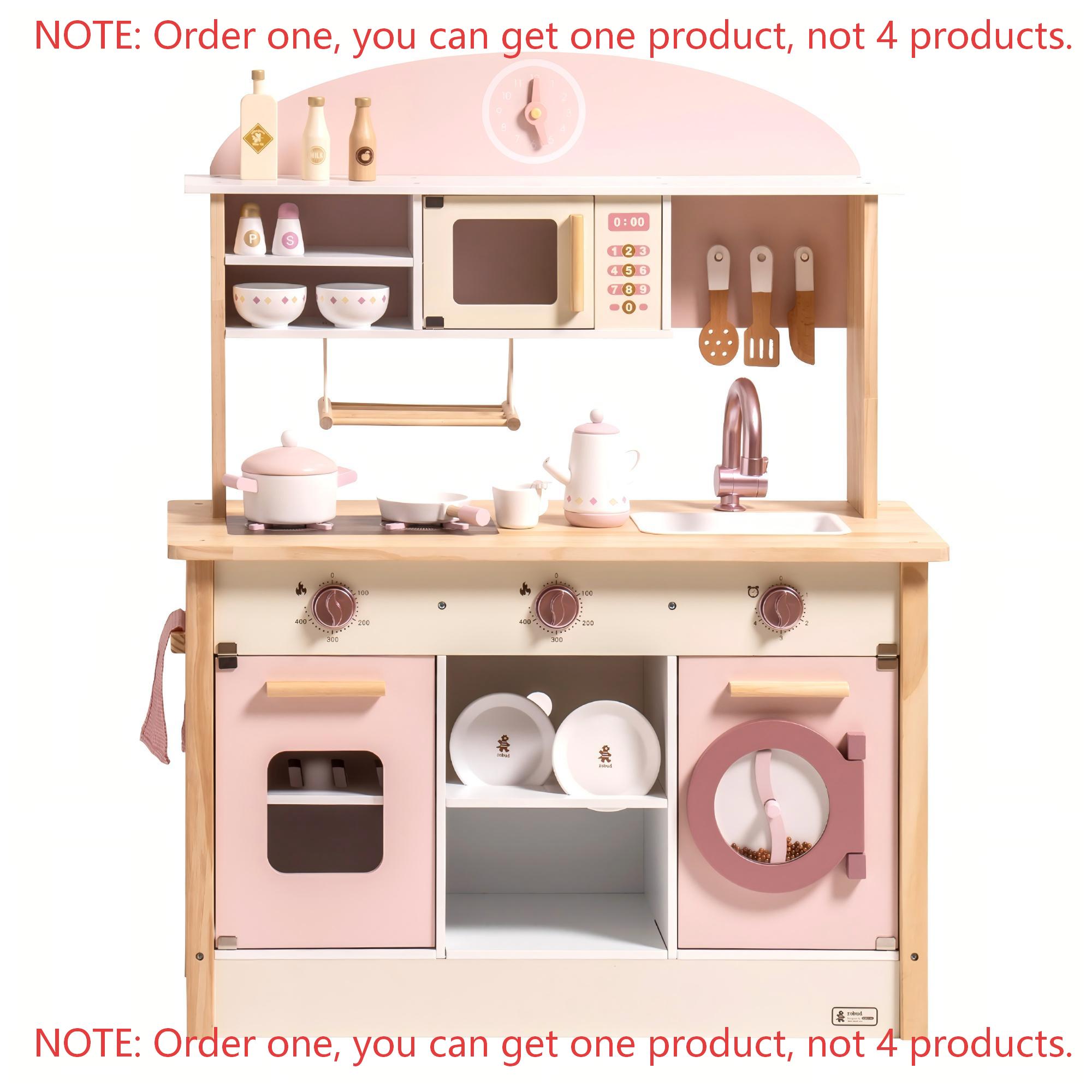 ロブドキッズ 木製ピンクプレイキッチン オールインワンコーナ - Kids Toys Kitchen Set のレビューと価格
