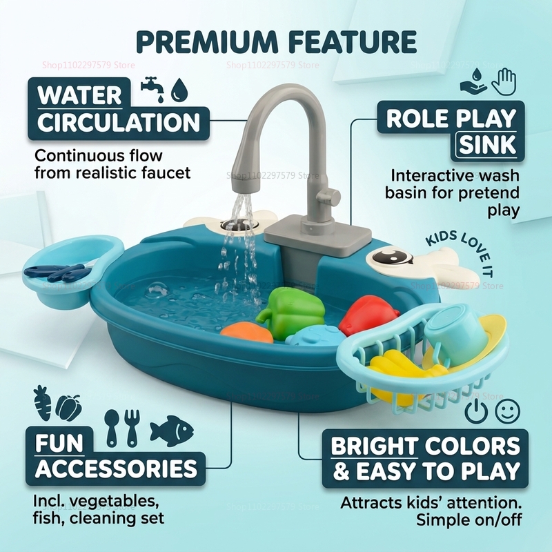 幼児用インタラクティブ水遊びシンクおもちゃ電動流水ごっこ遊び - Kids Toys Kitchen Set のレビューと価格