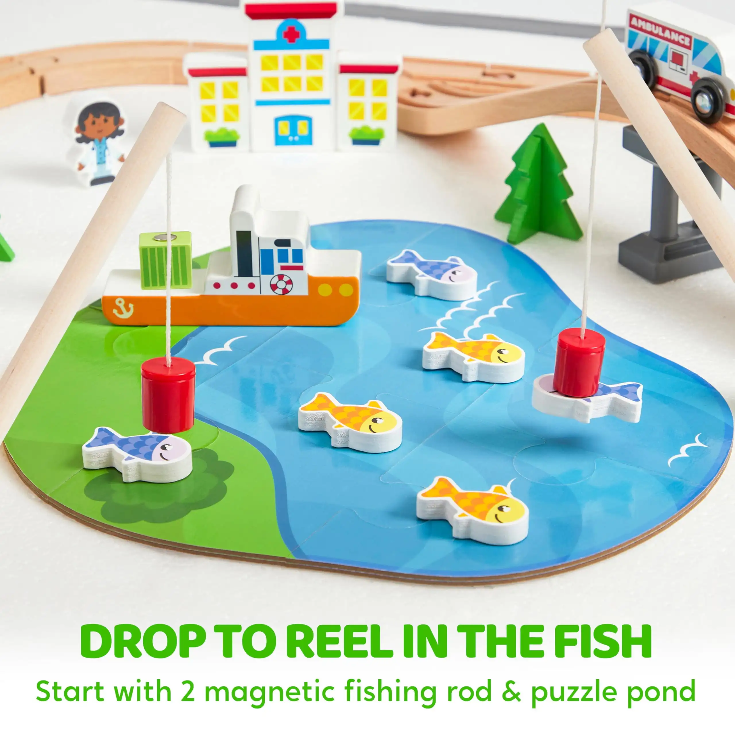 ジョイフィー 110/60ピース 木製電車セット 線路付き  - Kids Toys Xmas のレビューと価格